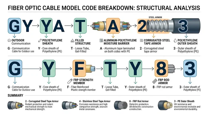 Fiber optic cable model code breakdown example@hengtongglobal Fiber optic cable model code breakdown example@hengtongglobal