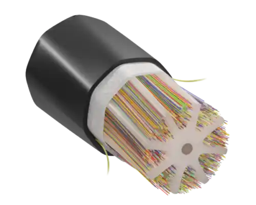 Internal structure of a slotted core ribbon cable Internal structure of a slotted core ribbon cable